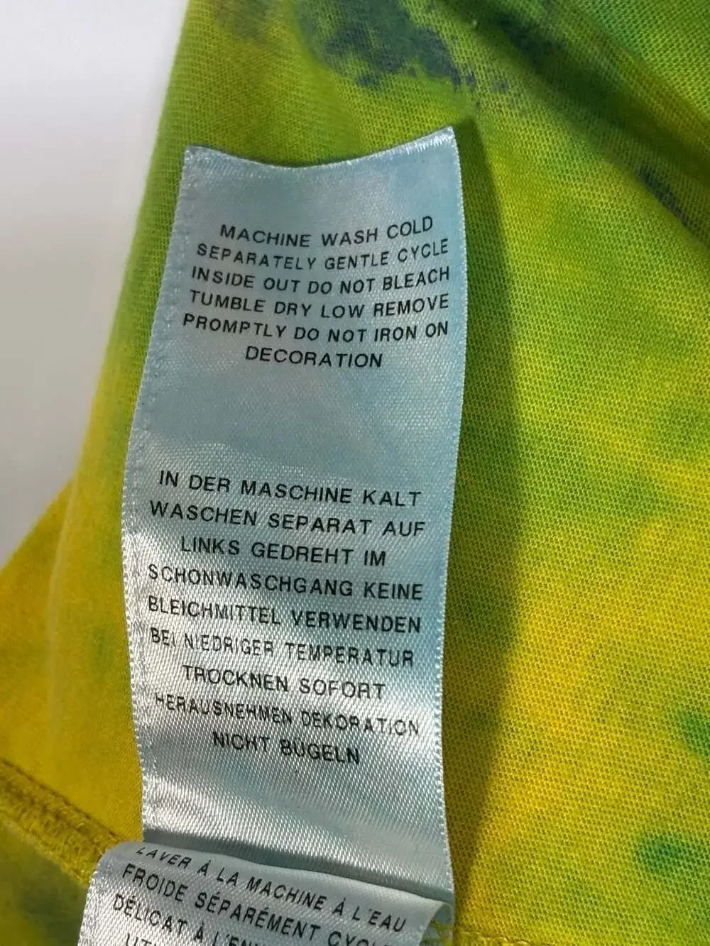 True Religion Men's Yellow and Green Tie-Dye Buddha Logo Graphic T-Shirt XXL